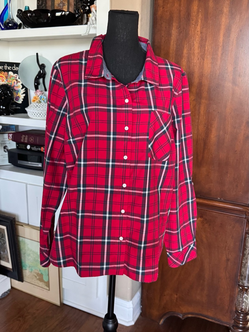 Tommy Hilfiger Red Plaid Button-Up Shirt